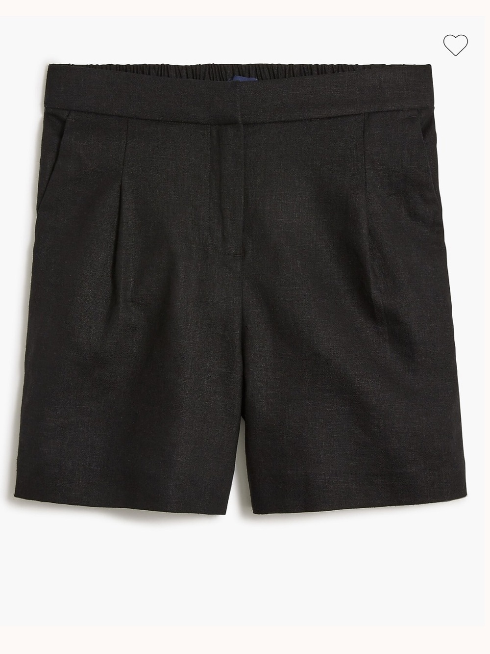 J. Crew factory elastic-back linen-blend pleated shorts black size 10 NWT